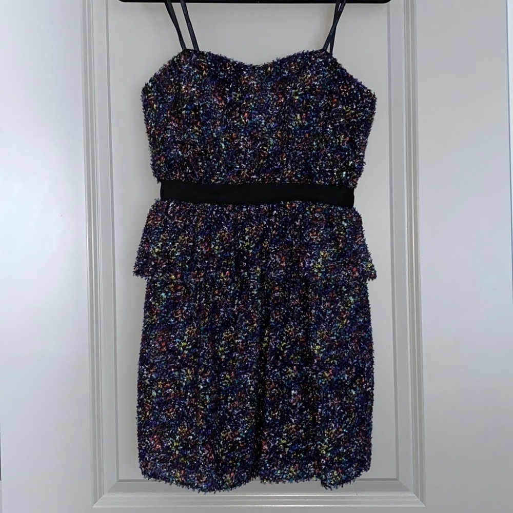 BCBGeneration Black Strapless Peplum Dress NWT